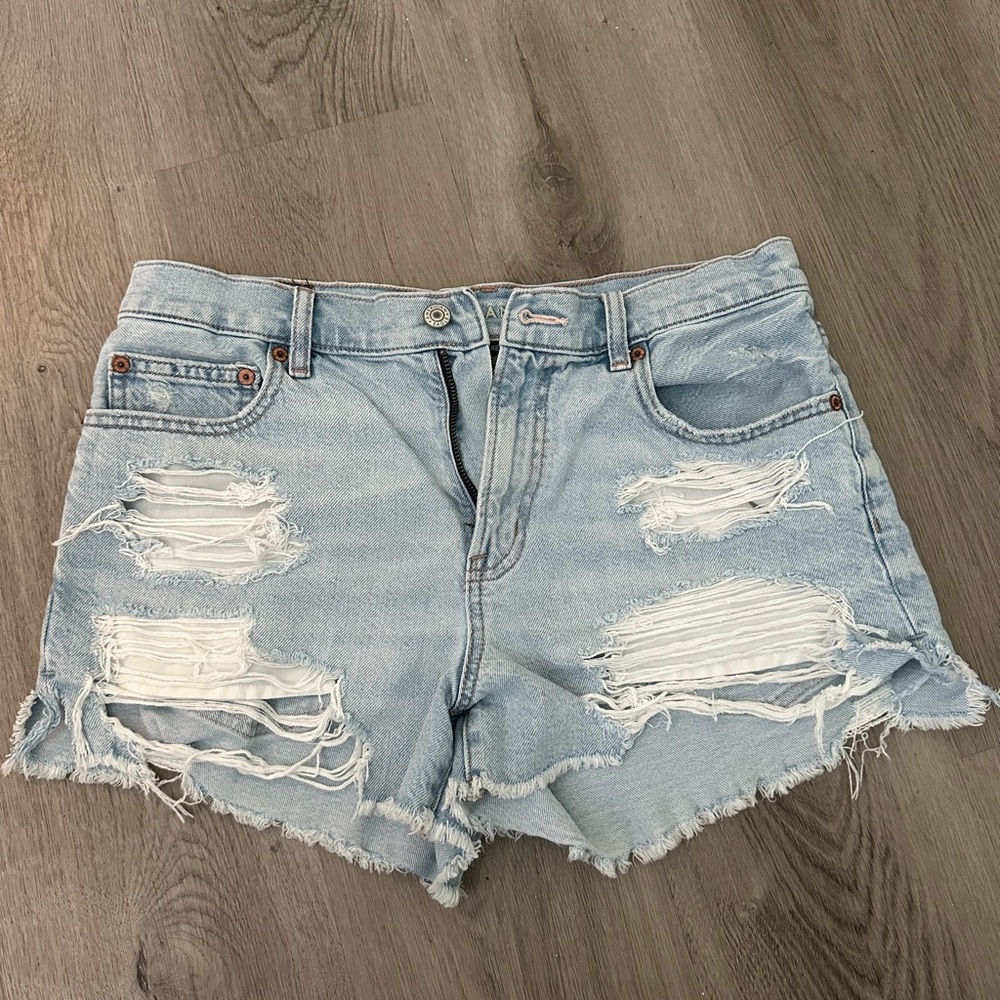 American Eagle Outfitters Blue Distressed Jean Shorts